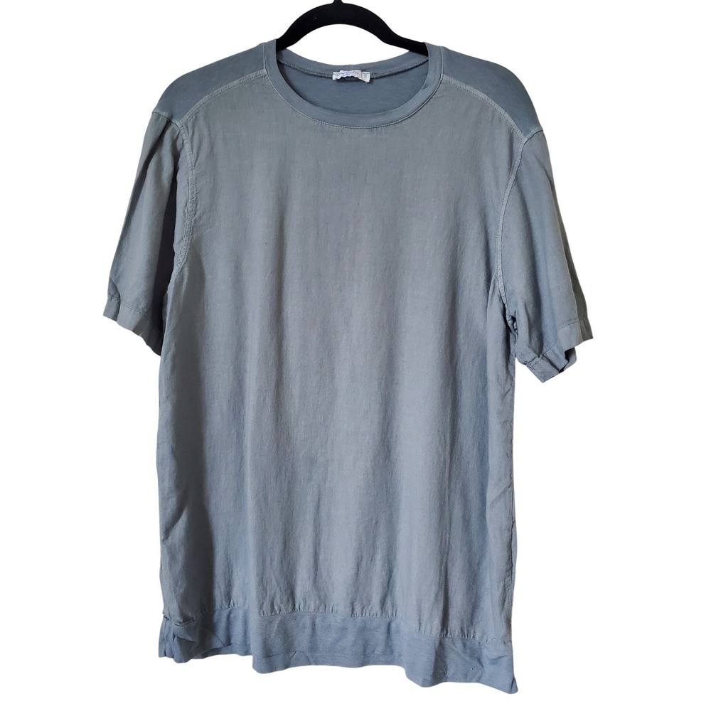 Moraitis‎ Linen Blend Tunic Top Gray Tshirt Short Sleeve Casual Womens S GREECE
